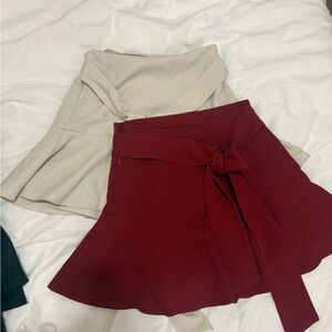Zara Red and Cream Women Shorts